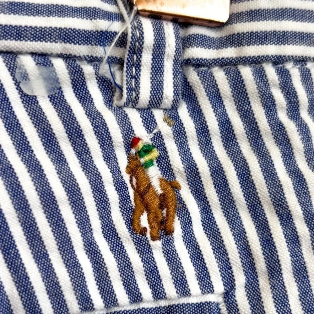 Polo Ralph Lauren Boys Preppy Polo Shirt & Shorts Set Size 7 Red Blue Seersucker